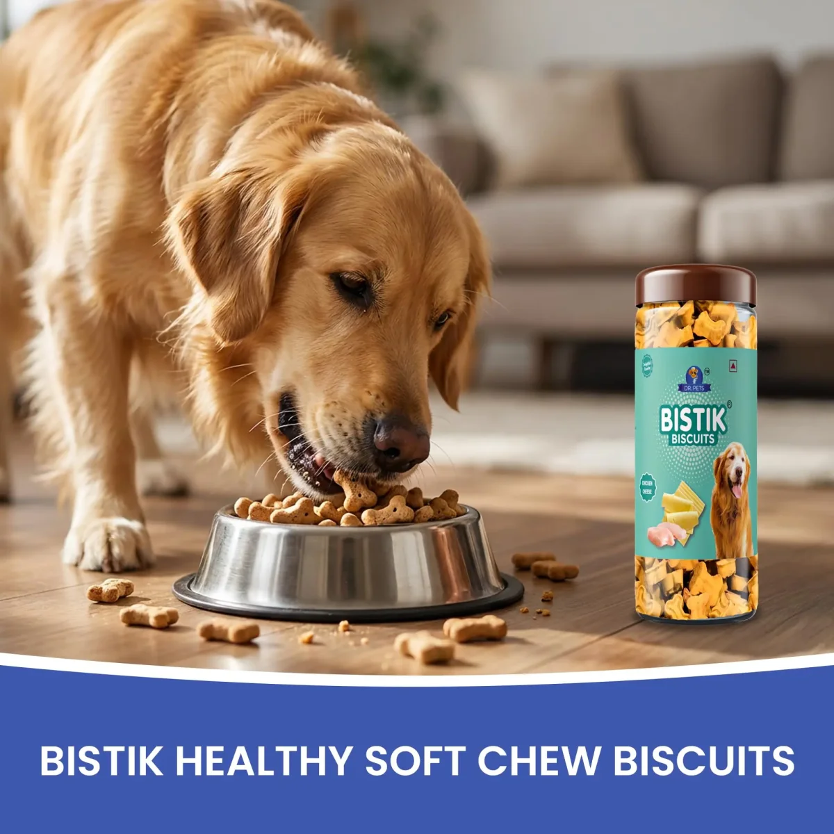 Dr.Pets Bistik Dog Food Treat - Dog Biscuits for Adult Dog & Puppy, Gluten Free Healthy Treats with Fresh & Natural Ingredients, Chicken Cheese Flavor 450g Each Pack of 2 - Bild 6