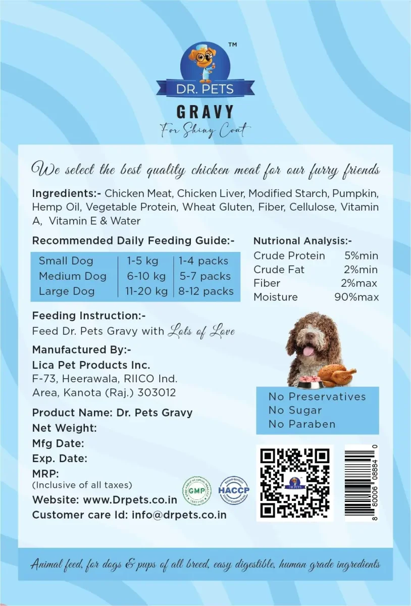 Dr.Pets Gluten & Preservative Free Dog Wet Food (Gravy) | Balanced Meal with High Protein Chicken & Liver Chunks for Adult Dogs & Puppies | No Added Sugar & Paraben | 85 g (Pack of 12) - Bild 3