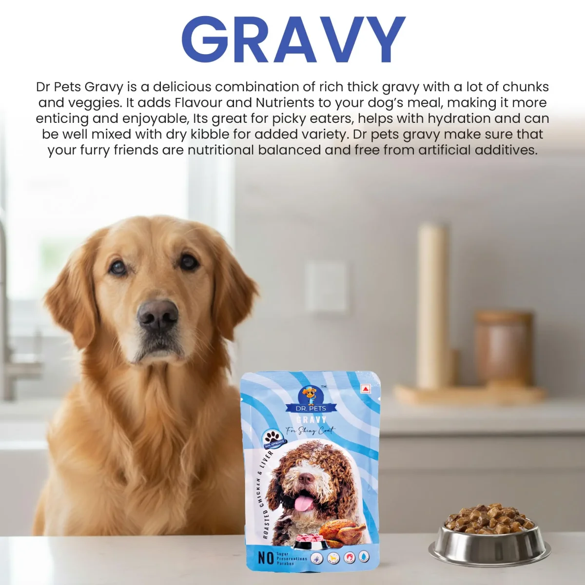 Dr.Pets Gluten & Preservative Free Dog Wet Food (Gravy) | Balanced Meal with High Protein Chicken & Liver Chunks for Adult Dogs & Puppies | No Added Sugar & Paraben | 85 g (Pack of 12) - Bild 6