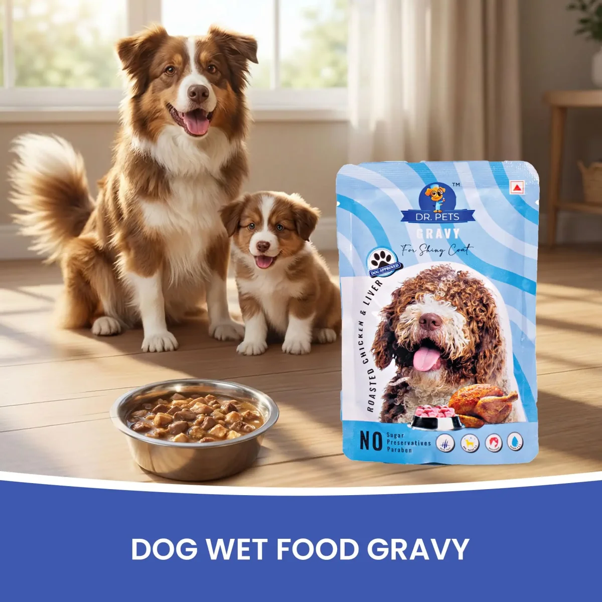 Dr.Pets Gluten & Preservative Free Dog Wet Food (Gravy) | Balanced Meal with High Protein Chicken & Liver Chunks for Adult Dogs & Puppies | No Added Sugar & Paraben | 85 g (Pack of 12) - Bild 8