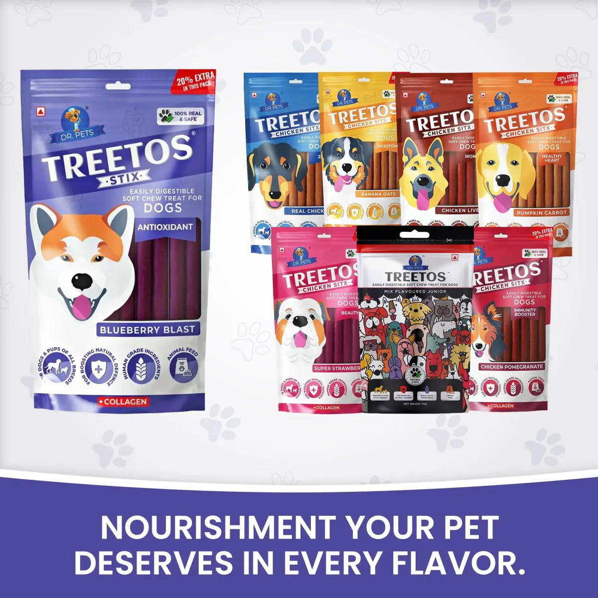 Dr.Pets Treetos Dog Food, Chicken Sticks for Dog Chew Stick for All Life Stages, Dog Treats for Adult Dog & Puppies, Gluten-Free, Soft & Chewy Texture, Blueberry Blast Flavor 85g Pack of 2 - Bild 4