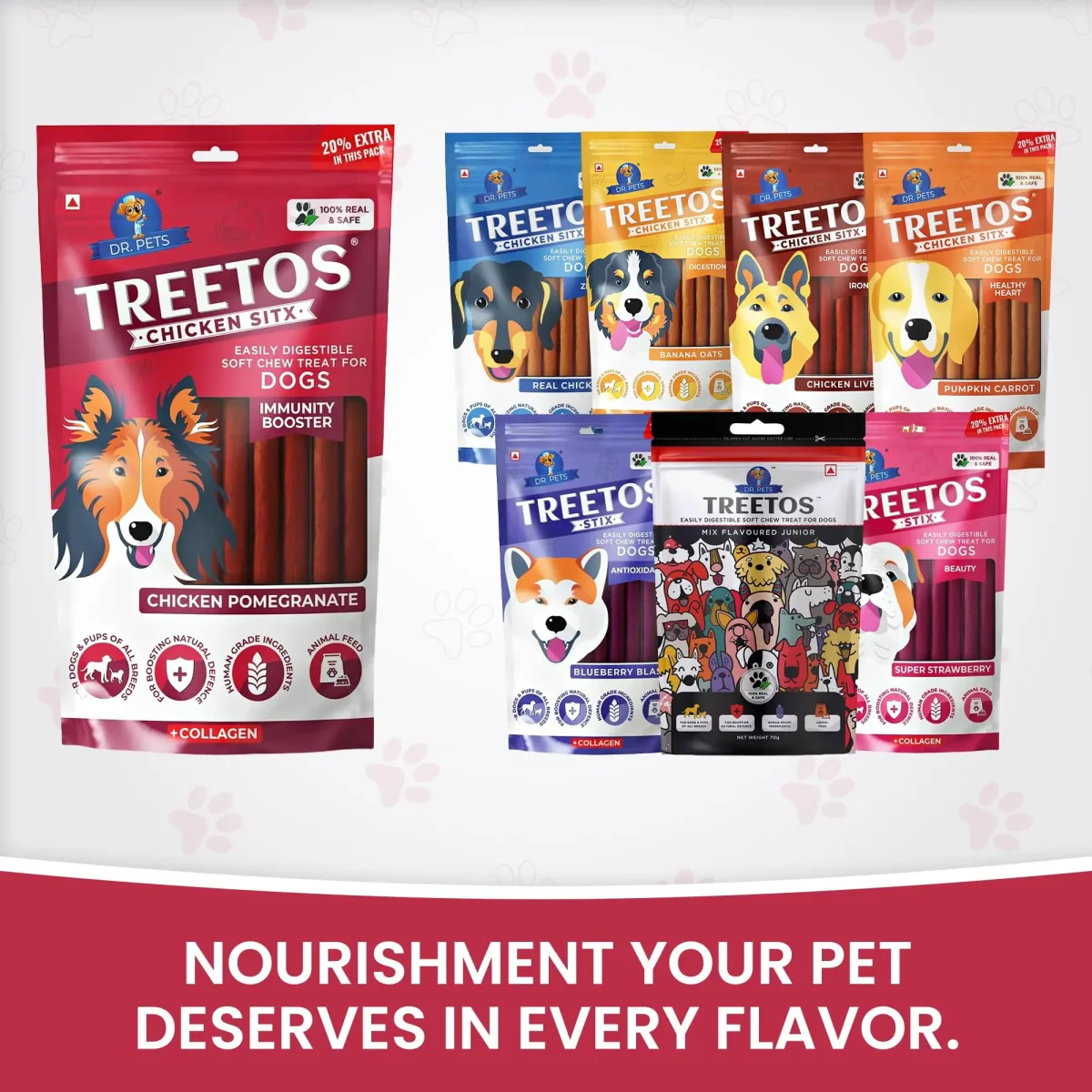 Dr.Pets Treetos Dog Food, Chicken Sticks for Dog Chew Stick for All Life Stages, Dog Treats for Adult Dog & Puppies, Gluten-Free, Soft & Chewy Texture, Chicken Pomegranate Flavor 70g Pack of 1 - Bild 3