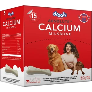Drools Absolute Calcium Milk Bone, Dog Supplement for Small Breed Dogs, 30 Pieces, 380 g