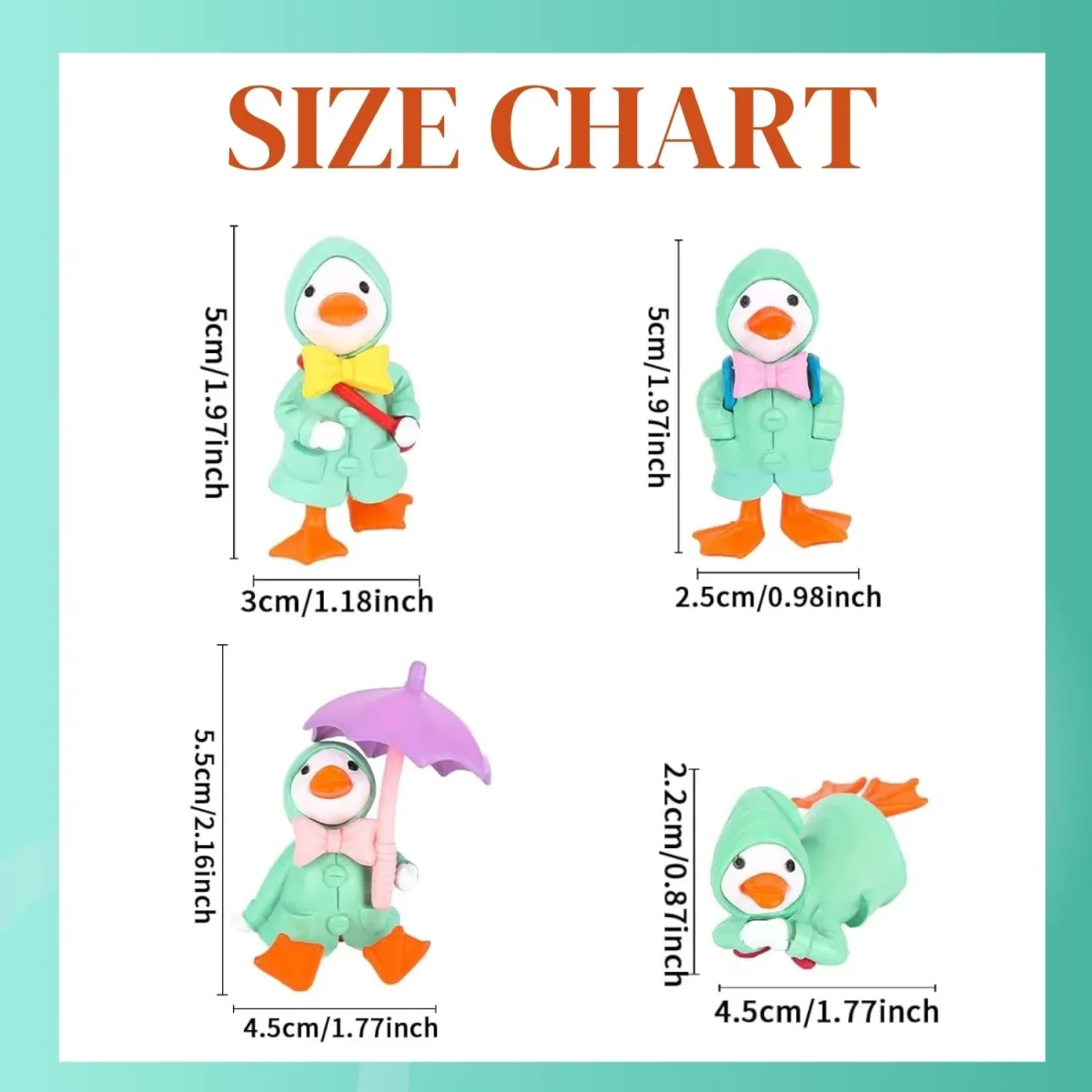Petzlifeworld Green Super Cute Mini Resin Ducklings, Cartoon Creative Raincoat Ducklings - Bild 3