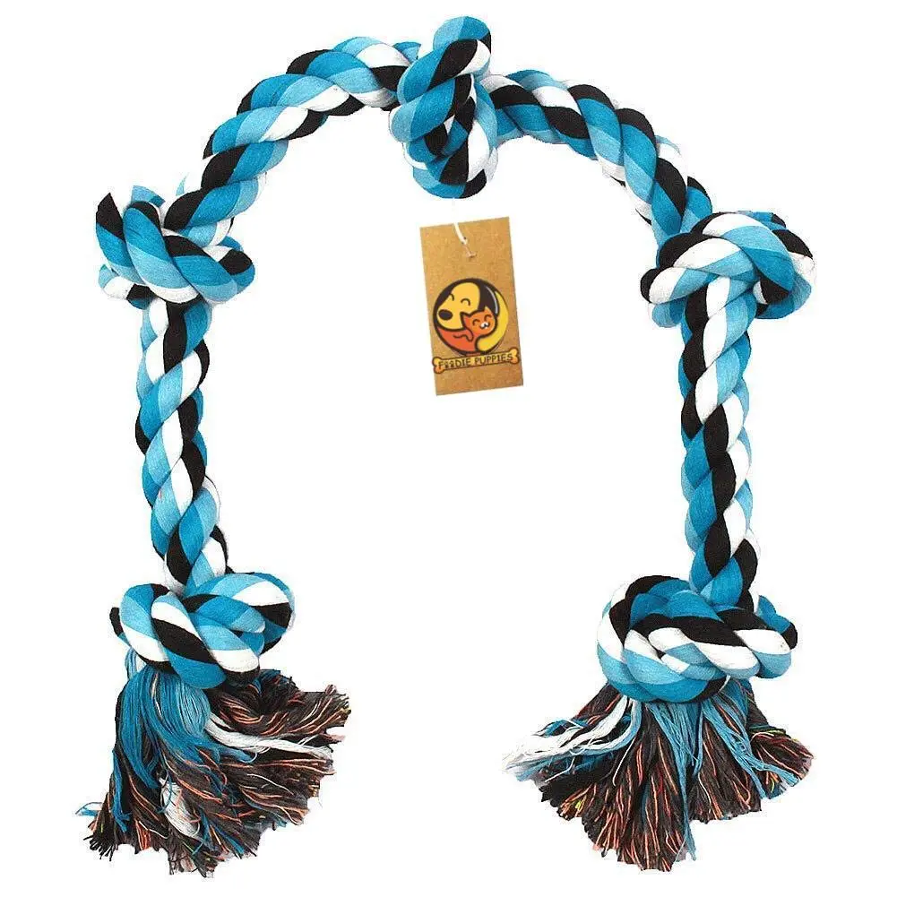 Foodie Puppies Cotton Dog Rope Toy for Aggressive Chewers, Tough Tug of War Large Dog Toys with Knots, Durable Cotton Rope Dog Chew Toy for Medium and Big Dogs- Washable (5 Knots Rope) - Bild 2