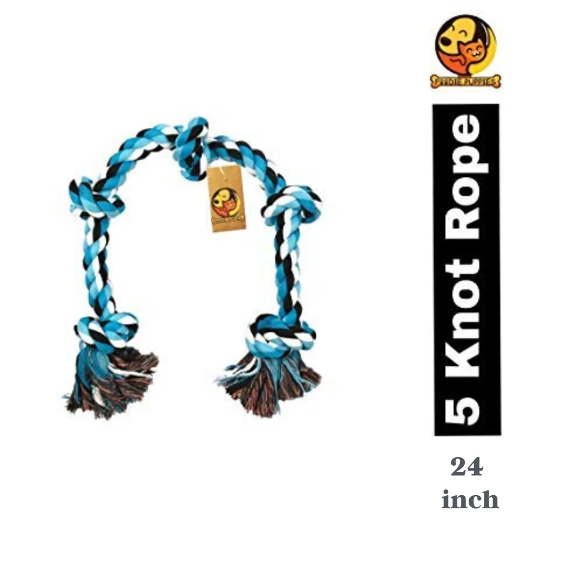 Foodie Puppies Cotton Dog Rope Toy for Aggressive Chewers, Tough Tug of War Large Dog Toys with Knots, Durable Cotton Rope Dog Chew Toy for Medium and Big Dogs- Washable (5 Knots Rope) - Bild 3
