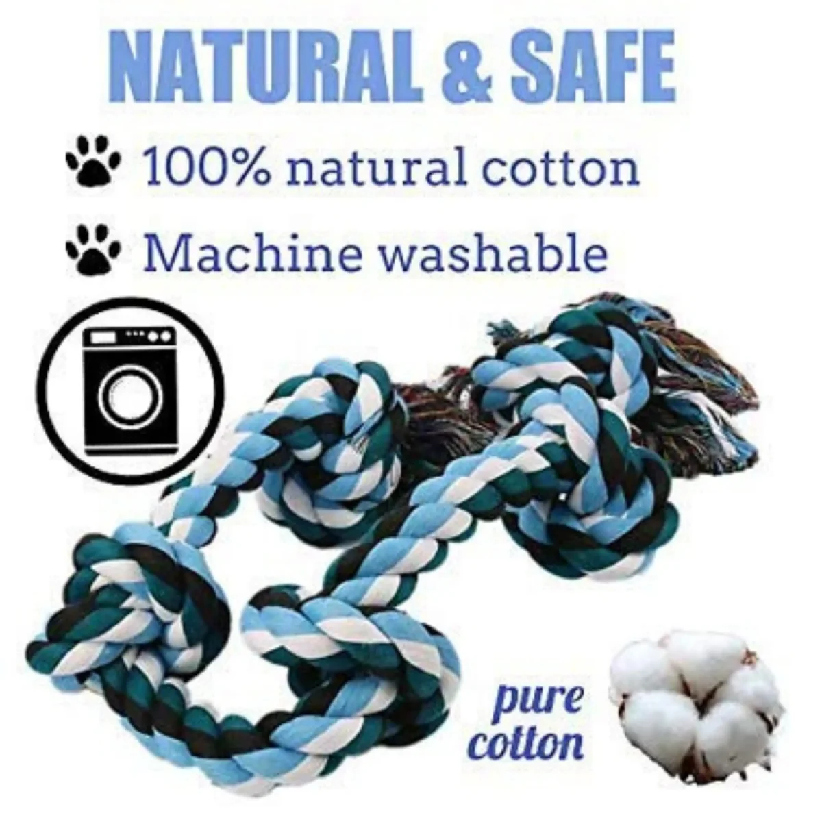 Foodie Puppies Cotton Dog Rope Toy for Aggressive Chewers, Tough Tug of War Large Dog Toys with Knots, Durable Cotton Rope Dog Chew Toy for Medium and Big Dogs- Washable (5 Knots Rope) - Bild 5