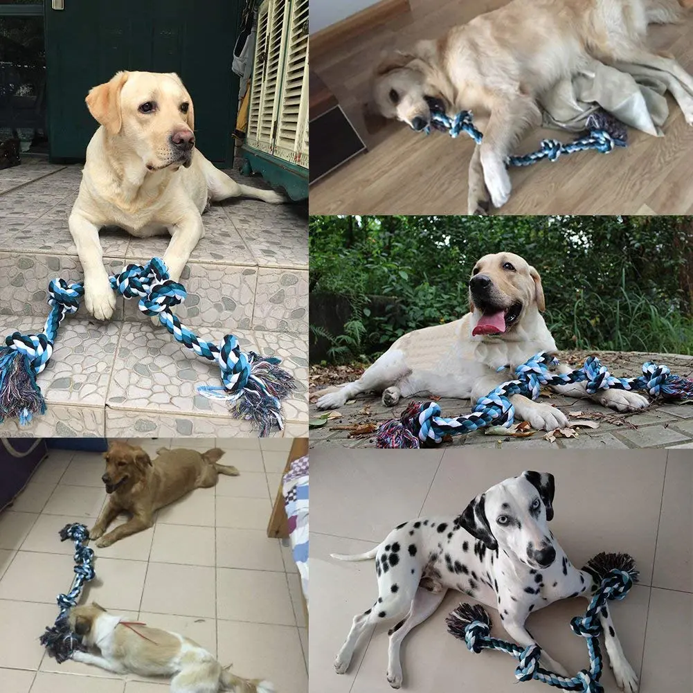 Foodie Puppies Cotton Dog Rope Toy for Aggressive Chewers, Tough Tug of War Large Dog Toys with Knots, Durable Cotton Rope Dog Chew Toy for Medium and Big Dogs- Washable (5 Knots Rope) - Bild 6