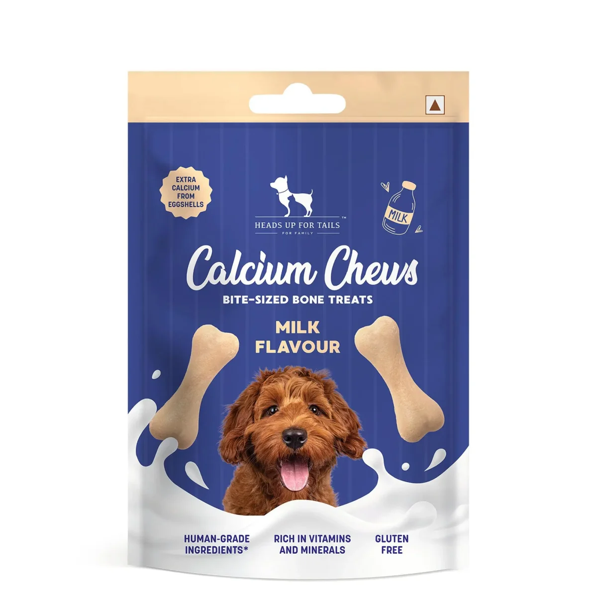HUFT Calcium Chews Bite-Sized Bone Treats for Dogs - Milk Flavour | Dog Snacks & Training Treats for Puppies & Adult Dogs | Ideal for Shih Tzu Puppies, Small Dogs, and Puppy Training | 200gm