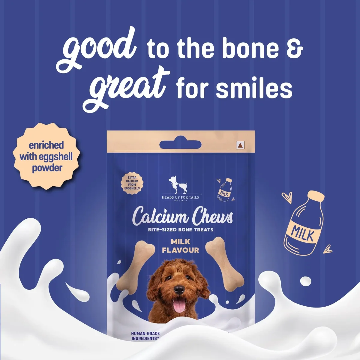 HUFT Calcium Chews Bite-Sized Bone Treats for Dogs - Milk Flavour | Dog Snacks & Training Treats for Puppies & Adult Dogs | Ideal for Shih Tzu Puppies, Small Dogs, and Puppy Training | 200gm - Bild 8