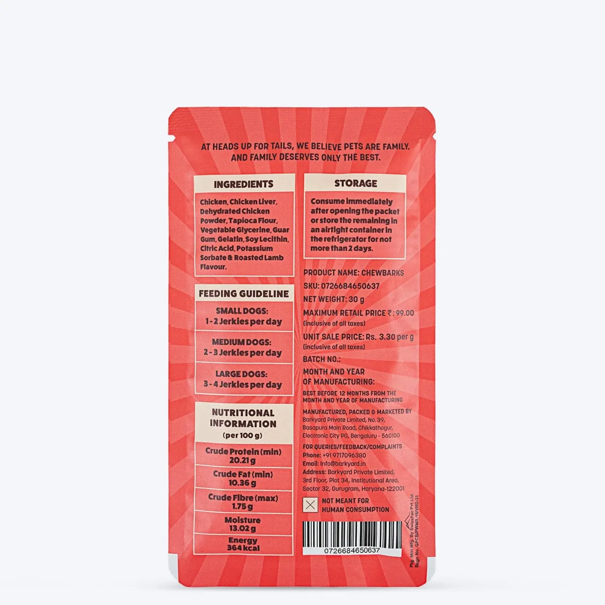 HUFT Chewbarks Roasted Lamb Soft Chew Strips Treat for Dogs | Soft & Tasty Dog Snacks for Puppies, Small Dogs & Adult Dogs | Perfect Treats for Training & Rewards - 30 gm | Packs of 3 - Bild 3