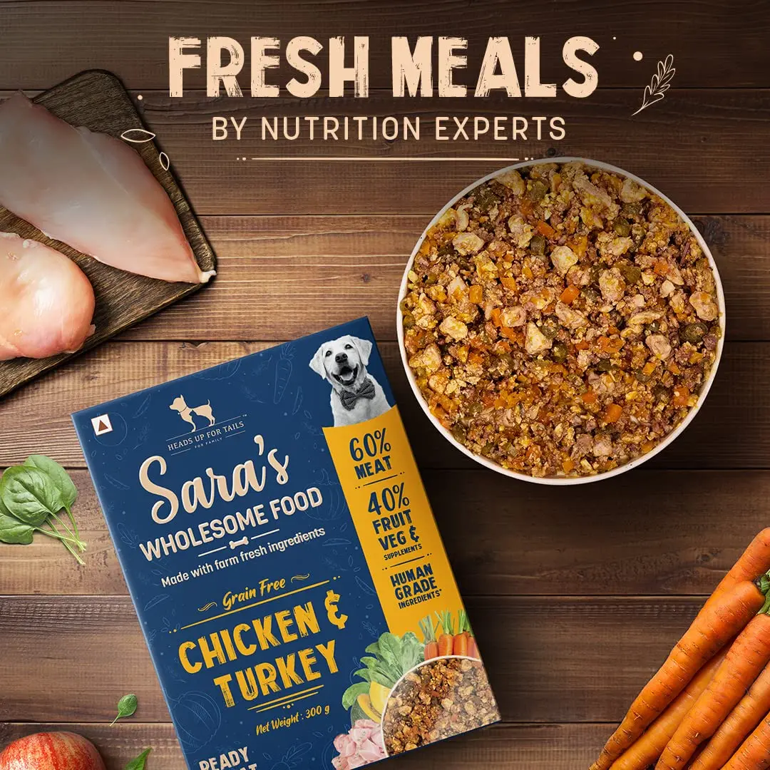 Heads Up For Tails Sara's Wholesome Food - Grain-Free Chicken and Turkey Dog Food | Human Grade Ingredients | Gluten Free | Balanced Meal | Suitable for Adults & Puppies - 100 gm - Bild 9