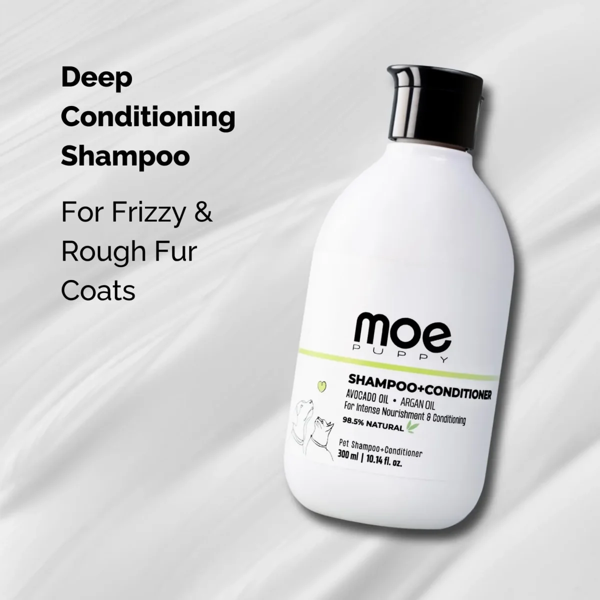 Moe Puppy 2-in-1 Dog Shampoo & Conditioner | Deshedding & Detangling for Long or Double Coat | Aloe Vera & Avocado Oil | Remove Odor & Dirt | Long-Lasting Freshness, pH Balanced, Paraben-Free(300 ml) - Bild 7