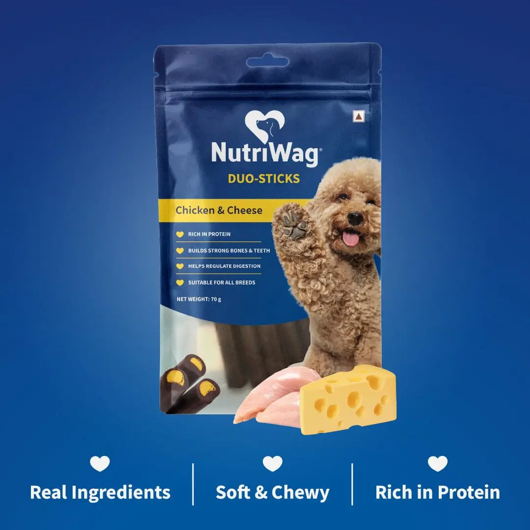 NutriWag Dog Treats - Chicken & Cheese Duo Sticks, 70 gm | Pack of 3 |Protein-Rich, Easily Digestible | Ideal for Puppies & Adult Dogs | Tasty Chews for Daily Treat or Training Reward - Bild 7