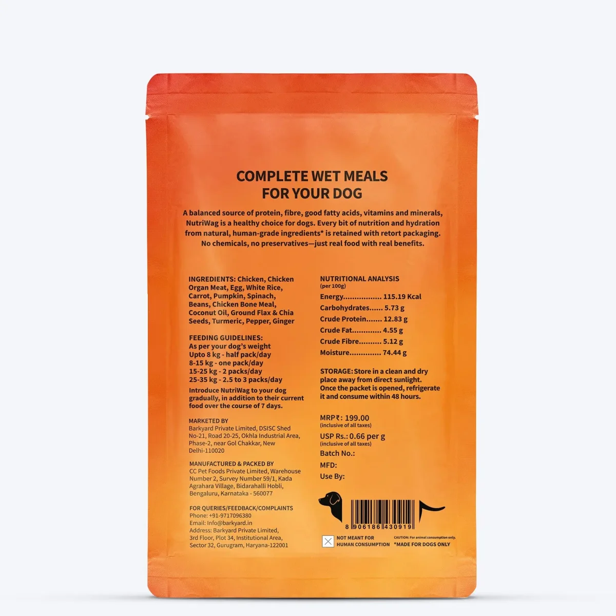Nutriwag Wet Dog Food 300 gm | Balanced Meals with Chicken, Pumpkin, Rice & Vegetables | High Protein Dog Food | No Added Flavours | Human-Grade Ingredients | All Life Stages - Bild 4