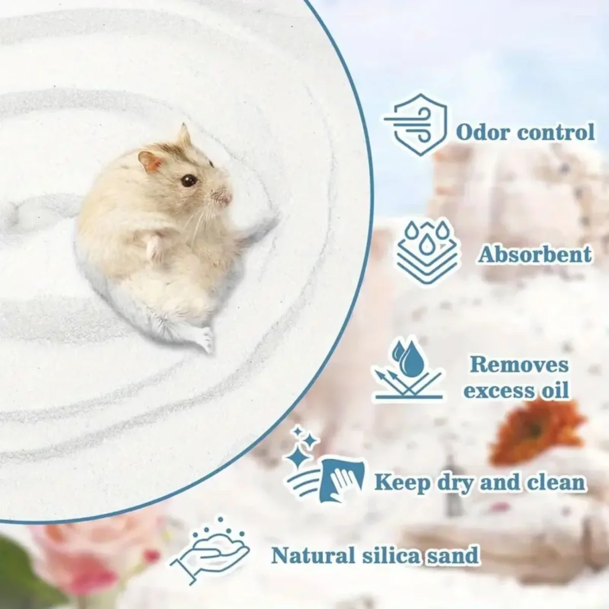 Petzlifeworld 200g Loose Natural Silica Bath Sand for Hamsters & Small Pets - Bild 5