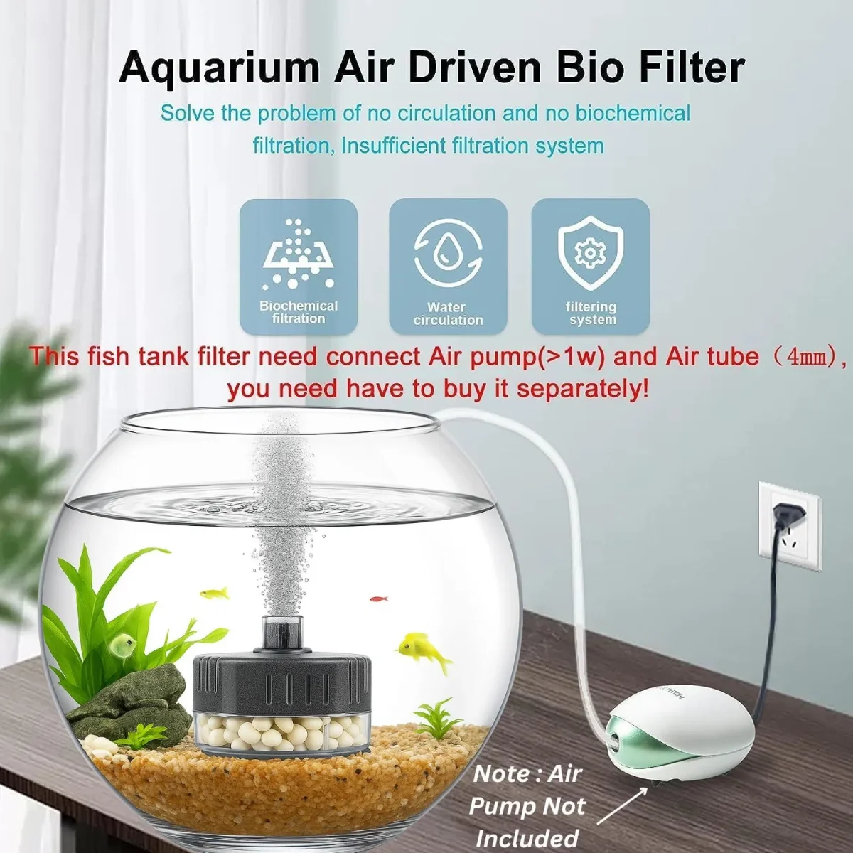PetzLifeWorld Aquarium Sponge Filter BL - SERIES with 2M Airline Tube | Air-Powered Oxygen Bubble Filter for Small Fish, Betta, Shrimp Tanks | Biological Filtration | Quiet & Gentle | Air Pump Not Included - Bild 3