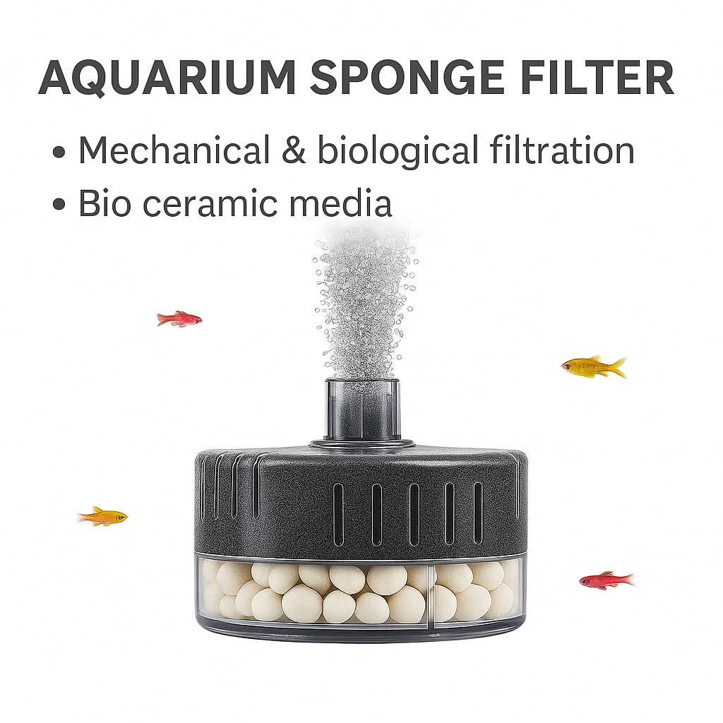 PetzLifeWorld Aquarium Sponge Filter BL - SERIES with 2M Airline Tube | Air-Powered Oxygen Bubble Filter for Small Fish, Betta, Shrimp Tanks | Biological Filtration | Quiet & Gentle | Air Pump Not Included - Bild 6