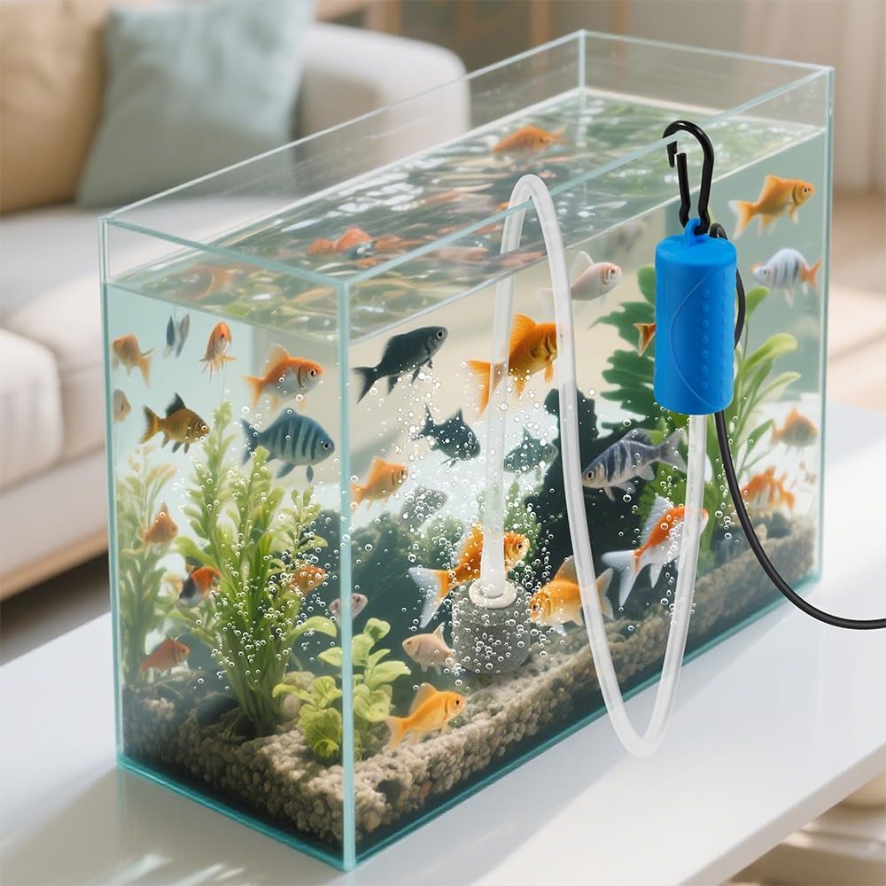 VAYINATO USB Mini Aquarium Air Pump – Ultra Quiet Oxygen Aerator with Hanging Clip, Airline Tubing & Air Stone – Portable & Energy-Efficient for Small Fish Tanks & Bowls - Bild 3