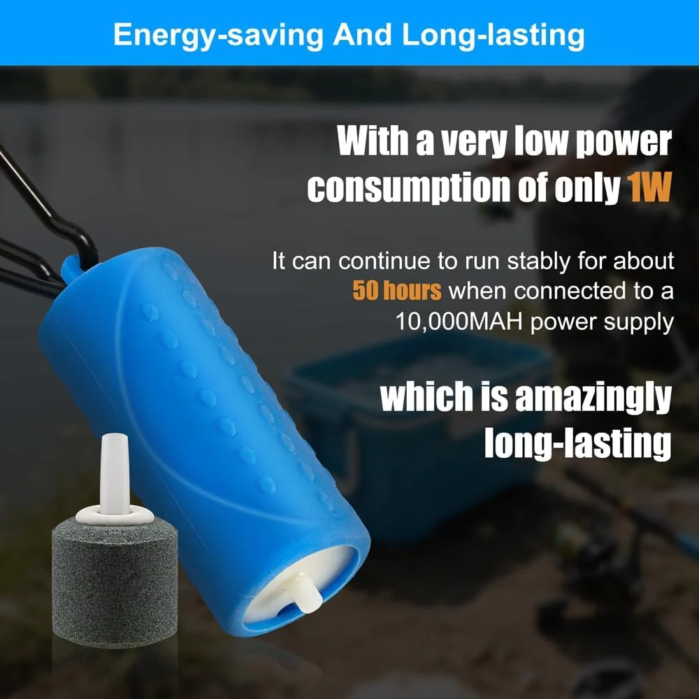 VAYINATO USB Mini Aquarium Air Pump – Ultra Quiet Oxygen Aerator with Hanging Clip, Airline Tubing & Air Stone – Portable & Energy-Efficient for Small Fish Tanks & Bowls - Bild 6
