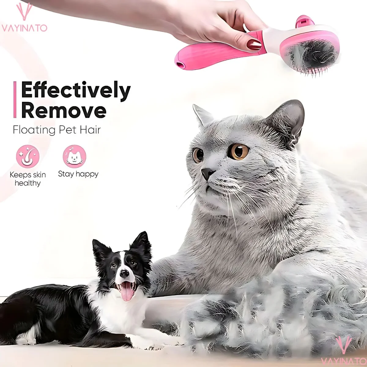PetzLifeworld One Click Self-Cleaning Smooth Brush, Dog Cat Rabbit Pet Grooming Shedding Brush - Bild 8