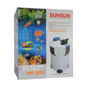 SUNSUN HW-303B | 35W | 1400L/H | H.max-2M | Multi Stage Aquarium External Outside Canister Filter & Filter Media Set (Pumice, Ceramic Ring & bio Ball) Size-232 * 232 * 395mm with 9W UV Light